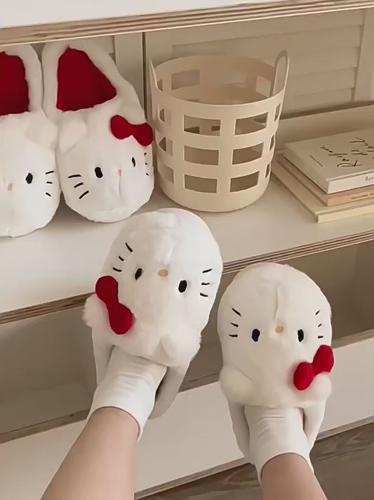 Hello Kitty Sanrio Plush Slippers